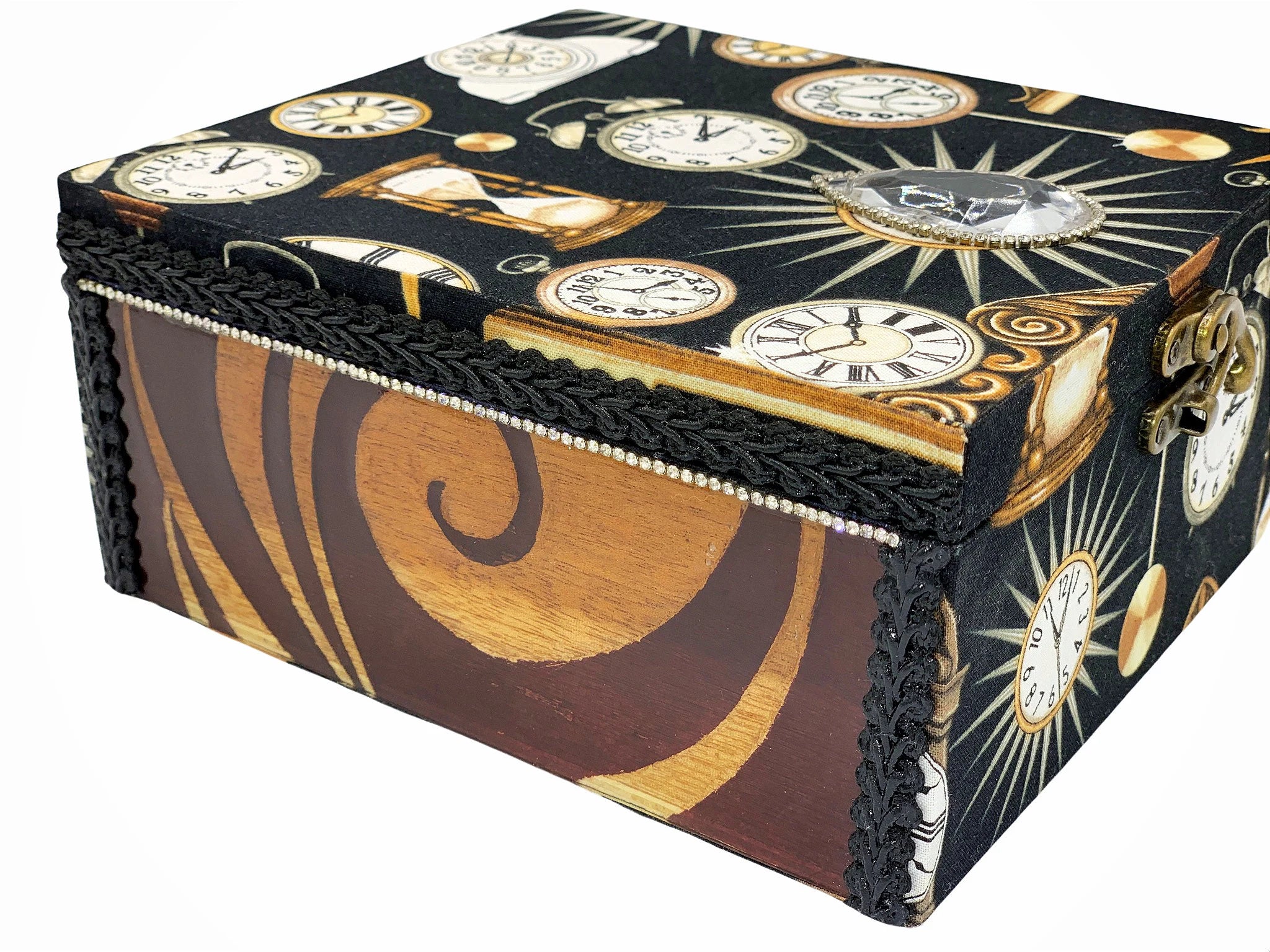 Hardwood Decorative Storage Box with Crystal Inlay