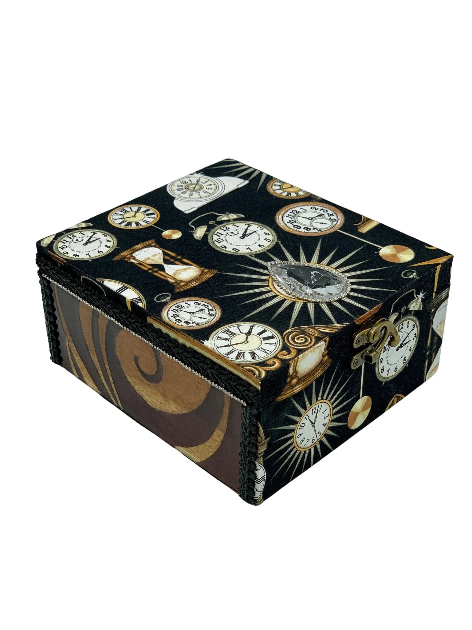 Hardwood Decorative Storage Box with Crystal Inlay