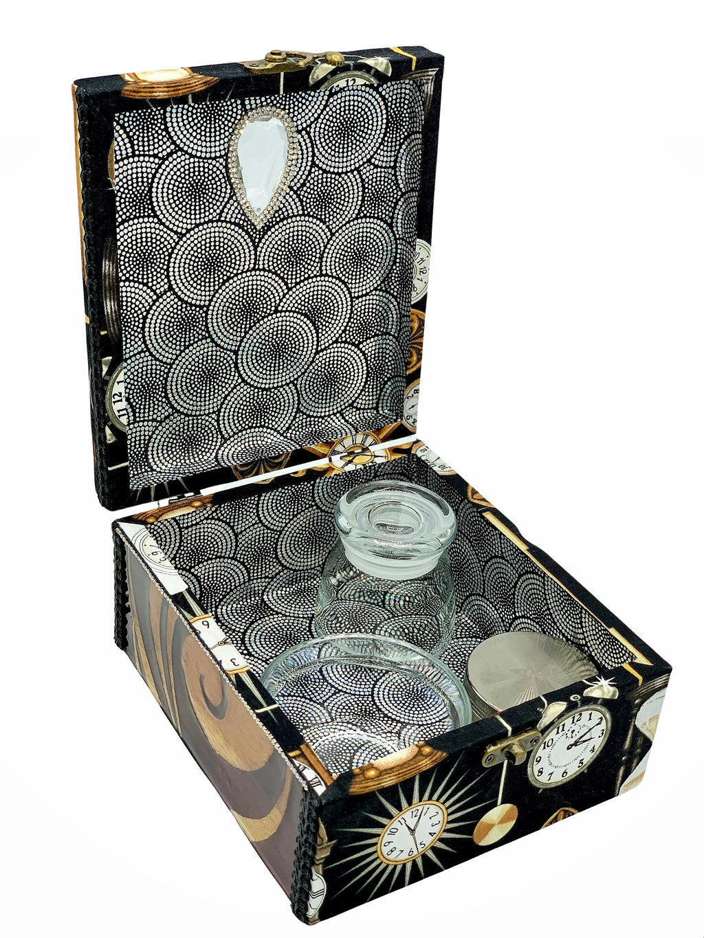 Hardwood Decorative Storage Box with Crystal Inlay