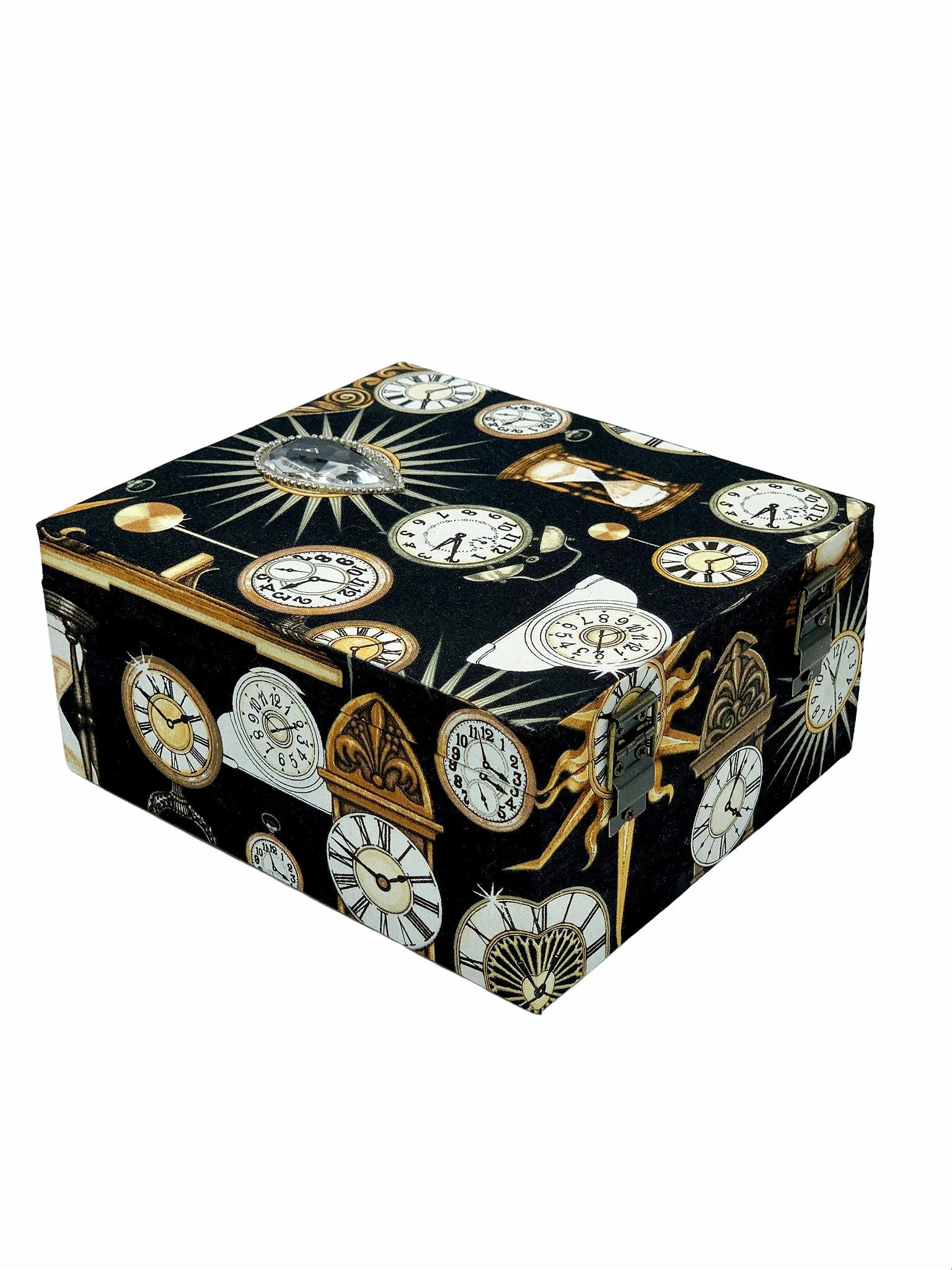 Hardwood Decorative Storage Box with Crystal Inlay
