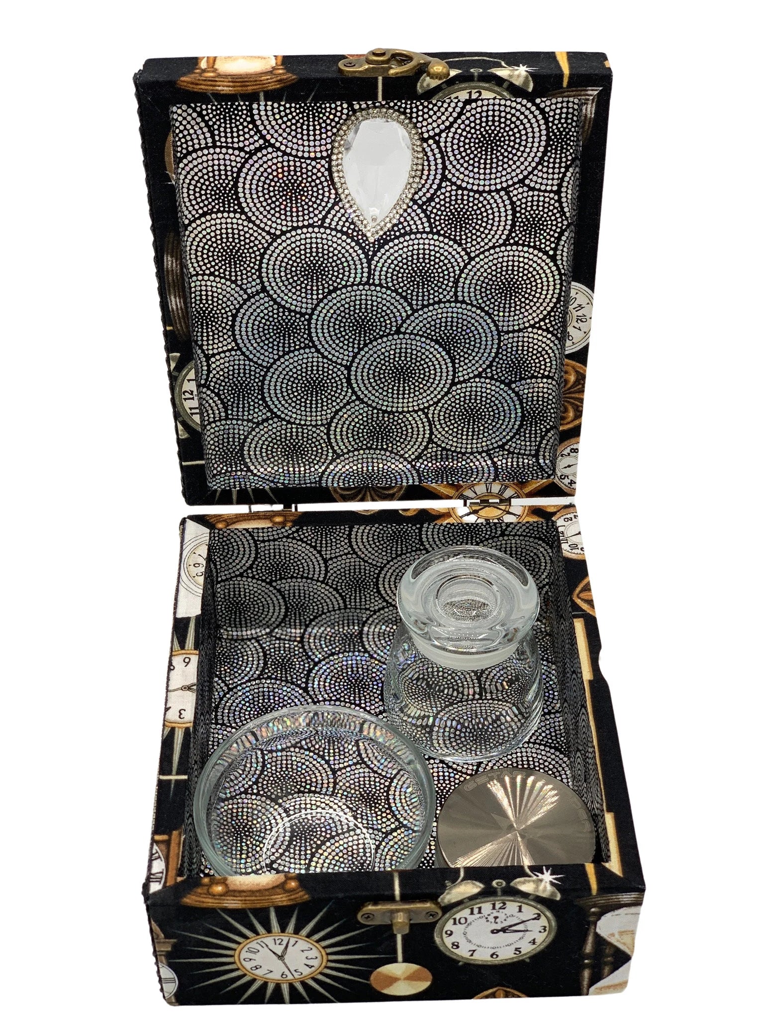 Hardwood Decorative Storage Box with Crystal Inlay